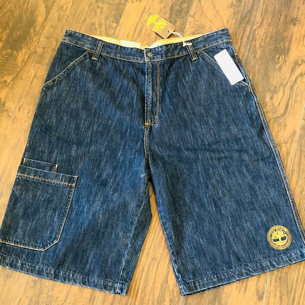 NWT VTG Timberland Denim Carpenter Shorts Baggy Y2K Deadstock Tree Logo Size 40